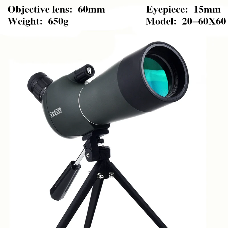 20-60X60 Профессиональный зум Зрительная труба Монокуляр телескоп мощный HD Оптика Объектив Bak4 призма жизни водонепроницаемый для наблюдения за птицами Охота - Цвет: 20-60X60