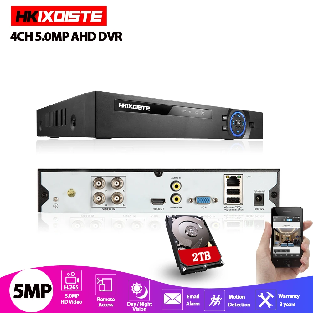 XMeye Hi3521D H265 + 5MP 4MP 4CH 8 канальный 1080P 5 в 1 Гибридный WIFI TVi CVI NVR AHD CCTV DVR видеонаблюдение