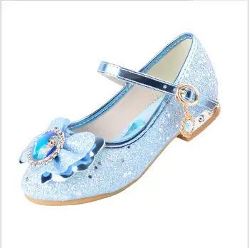 

New Spring Autumn Kids Leather Flat shoes For Girls Princess Elsa Dance Party School Children Shoes Butterfly Knot infant