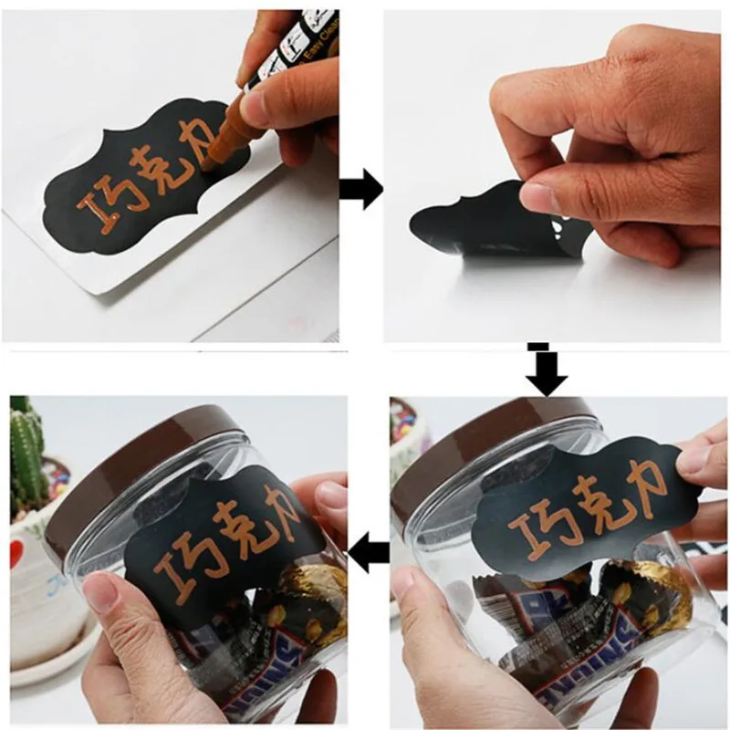 Spice Sticker Kitchen Label Sticker Waterproof Jar Stickers Storage Organizer Bottles Jars Stickers Blackboard Spices Tags 48pcs label stickers