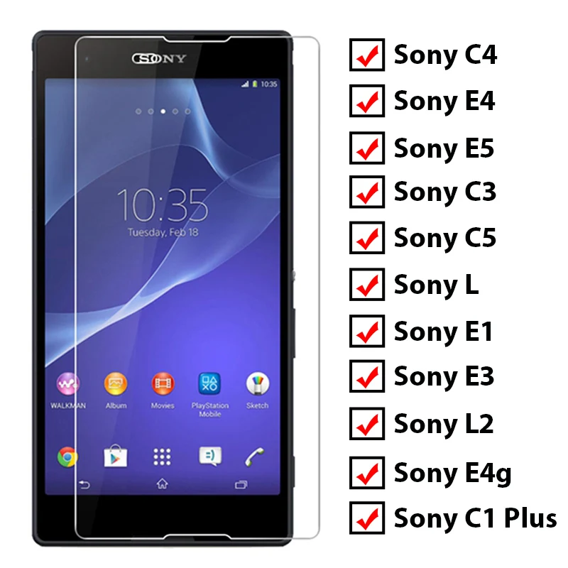 HD 9H Защитное стекло для Sony Xperia L2 L1 L C3 C4 C5 закаленное Защита экрана E5 E4g E4 E3