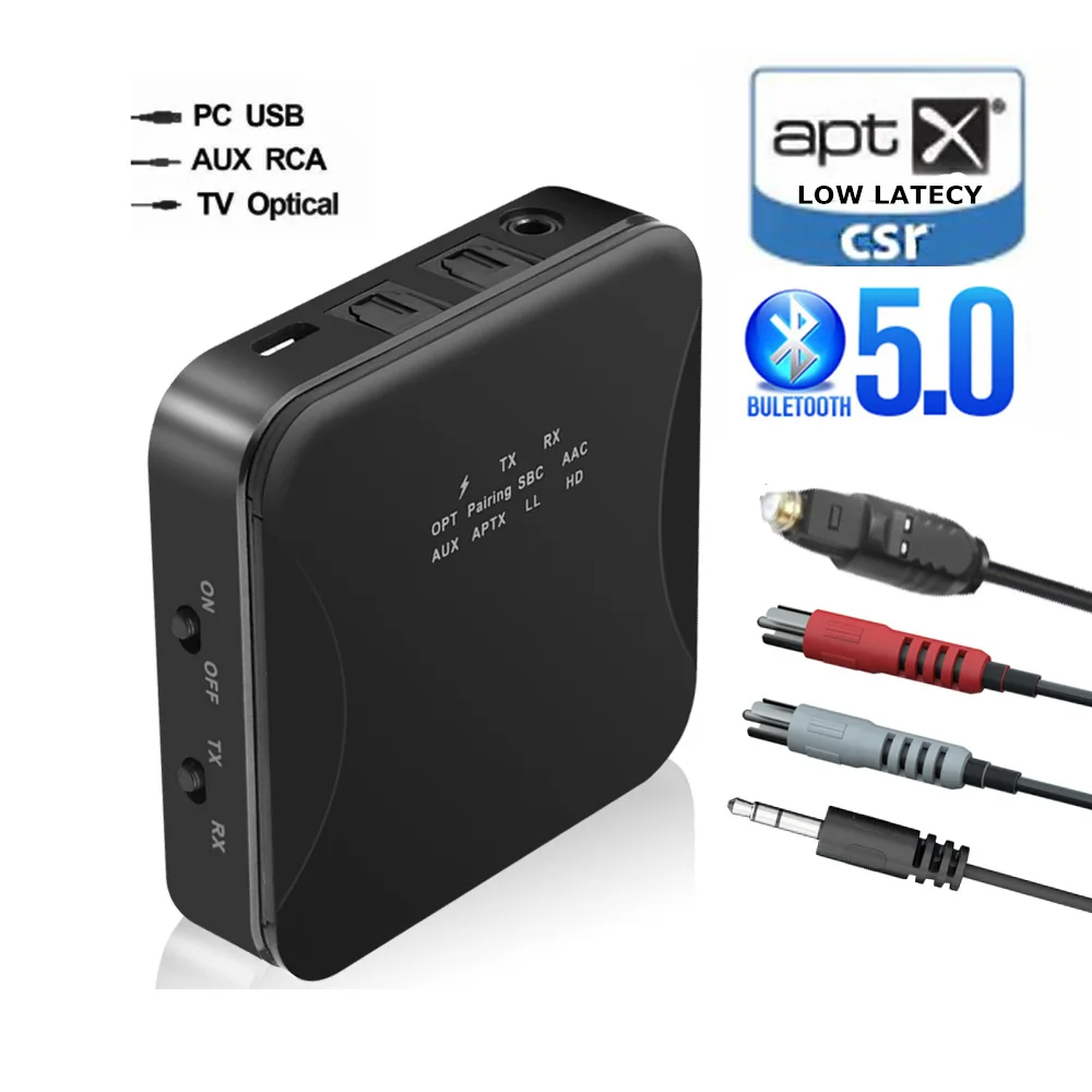 Bluetooth 5 0 аудио приемник передатчик 2 в 1 RCA 3 мм AUX разъем оптический USB музыкальный
