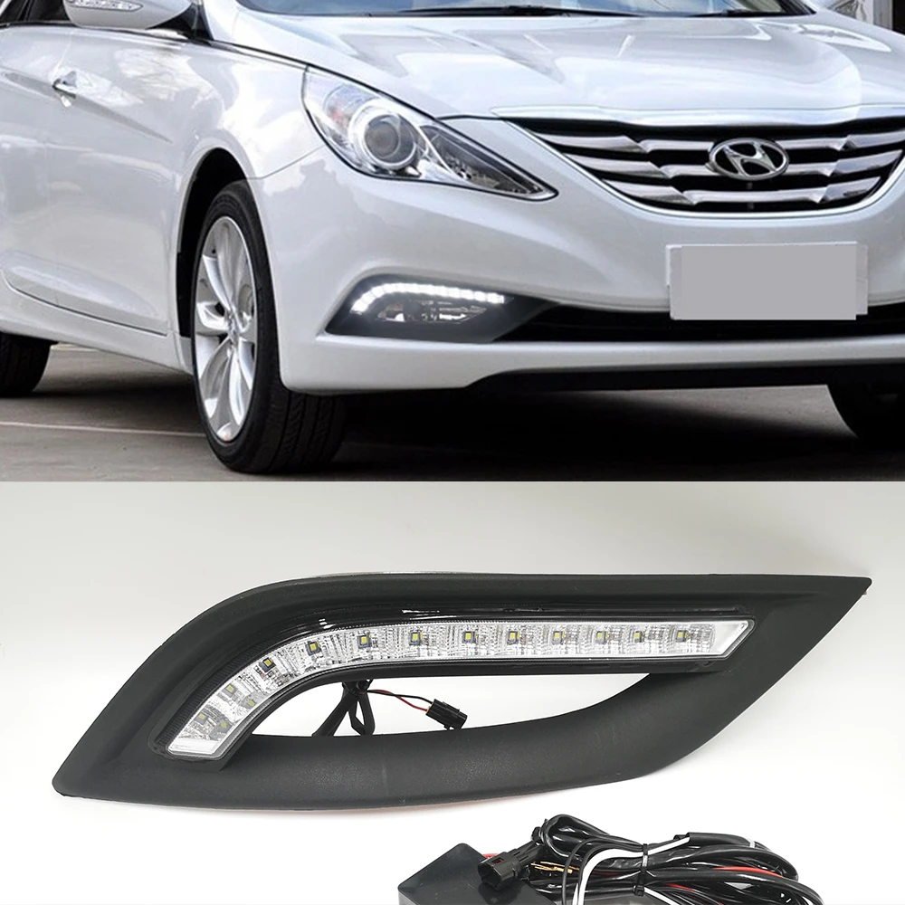 Автомобильный мигающий 2 шт. 12 В светодиодный DRL для hyundai I45 Sonata 2011 2012 2013 дневные ходовые огни для вождения Sonata 8 противотуманная фара
