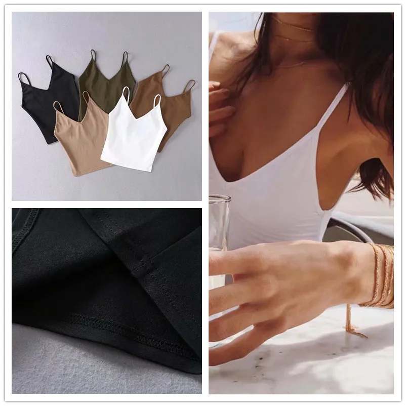 

Europe And America Sexy Backless Slim Fit Slimming V-neck Vest Women's Short Navel Tight High-waisted Base Shirt Summer S8709