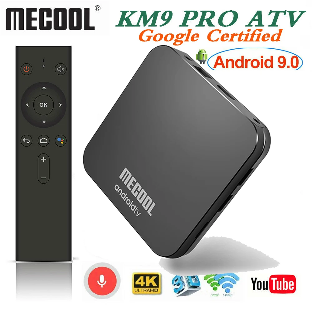 

MECOOL KM9 PRO Android 9.0 TV Box Amlogic S905X2 4G DDR4 32G ROM 4K Google Certified Android 9 ATV Smart TV Box Voice Control