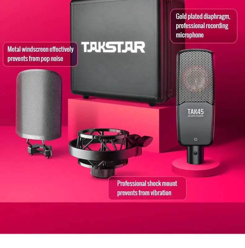 Takstar TAK45 professional large diaphragm recording microphone vocal/instrument/professional recording,network live broadcast