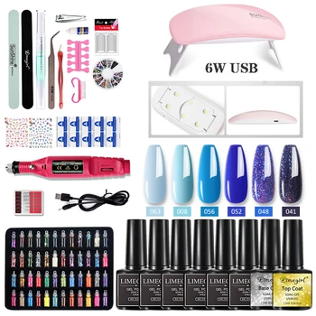 

Limegirl Gel Polish Set And Nails Art Decorations For Nail Dryer 6 Colors Gel Nail Polish Kit Nail Drill Machine Manicure Set