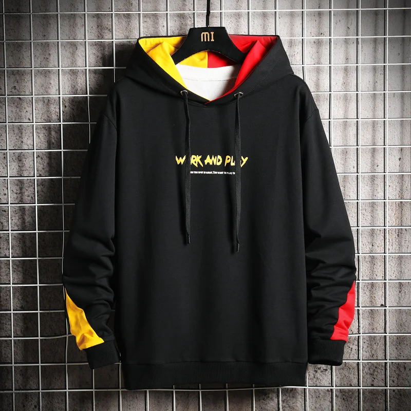 

MEN'S Hooded Sweater 2019 New Style Cool Contrast Color Tops Spring And Autumn Korean-style Trend Casual Versatile Autumn Clothi