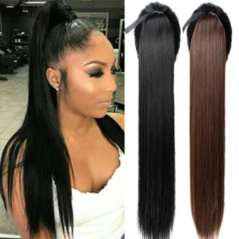 

XUANGUANG Long Silky Straight wig Ponytails Synthetic Ponytail Heat Resistance Hair Extension for Woman