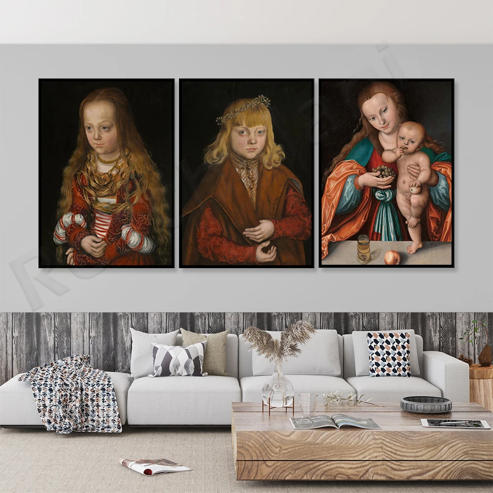 Lucas Cranach The Elder: Melanconia "(1532)" Princess Of Sealand "(Circa 1517) Poster Decorativo Su Tela