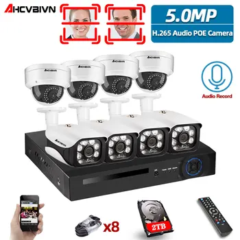 

Face Detection H.265 8CH 5MP 4K HD CCTV Set Video Surveillance Kit Security Camera System Audio IP Cam P2P POE NVR Kit 2TB HDD