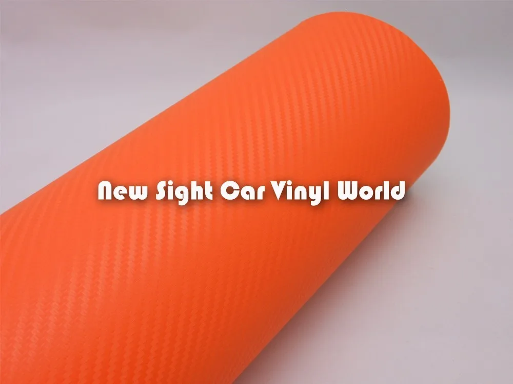 Оранжевая 3D виниловая пленка для автомобиля из углеродного волокна Размер: 1,52*30 м/рулон