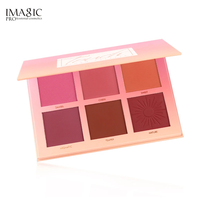 Бренд imagic Косметические румяна Rouge Pallete 6 цветов естественный "нюд" Макияж Очистка Осветляющий цвет лица Водонепроницаемый пигментированный TSLM1