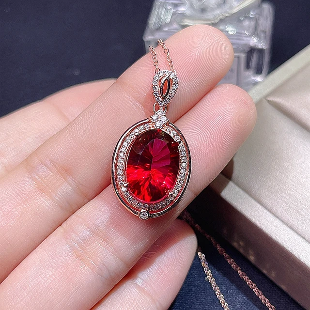 Bliv oppe frugter ledelse Natural Red Topaz Necklace 925 Sterling Silver Large Grain Gem Beautiful  Women's Necklace - Pendants - AliExpress