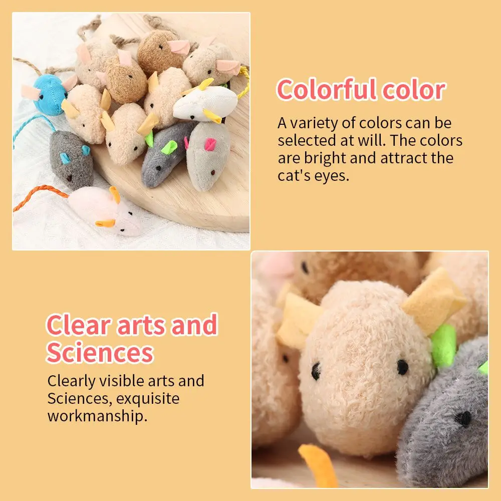 Description Picture 2 of item3pcs/lot Colorful Funny Cats Interactive Toy Plush False Mouse Pet Cat Toy Kitten Playing Pet Training Supplies