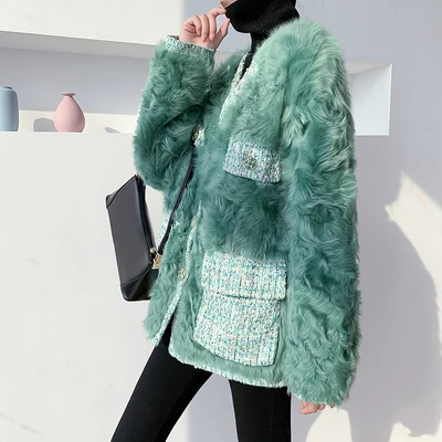 Heydress, винтажное осеннее меховое пальто для женщин, зимнее пальто, одежда для офисных леди, корейские овечьи овцы, меховые Топы