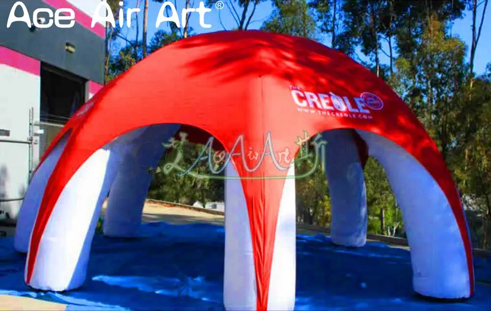 Custom hot sale outdoor inflatable spider tent with red cover cloth and 8 white legs for car shelter | Дом и сад