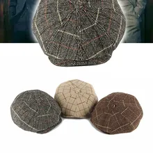 Осенне-зимние винтажные клетчатые береты, шапки из хлопка и шерсти, восьмиугольная кепка для мужчин, шапки детектива художника, плоская кепка s Newsboy