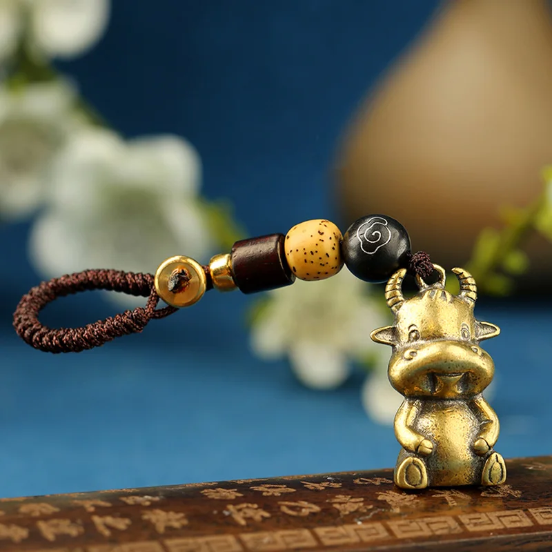 brass bull rope keychain pendant (2)