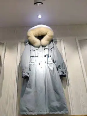 Зимний стиль Dongdaemun пуховик выше колена с большим меховым воротником женский толстый длинный корейский стиль свободный и большой размер