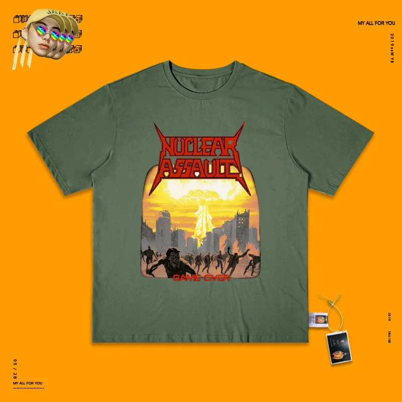 Army green Zombie An Era, Ins Tide, брендовая футболка с коротким рукавом, большая стирка, хип-хоп уличное для скейта, для мужчин и женщин - Цвет: Army green