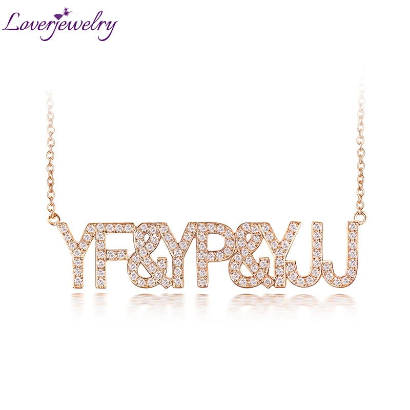LOVERJEWELRY DIY подвеска с буквами ожерелье из настоящего 18 каратного розового золота