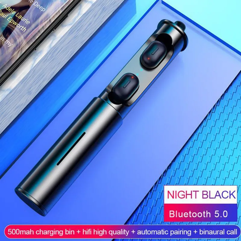black T1 Bluetooth наушники 3D беспроводные стерео наушники с микрофоном портативная беспроводная двойная гарнитура для HSP1.2 HFP1.6 A2DP1.2 AVRCP1.6 - Цвет: black