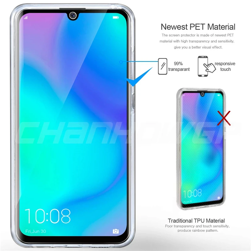 Сенсорный двухслойный силиконовый чехол для huawei P Smart Z Plus Y5 Y9 Prime P20 Lite Honor 20 Pro 8S 10i Nova 4e 5i полное покрытие