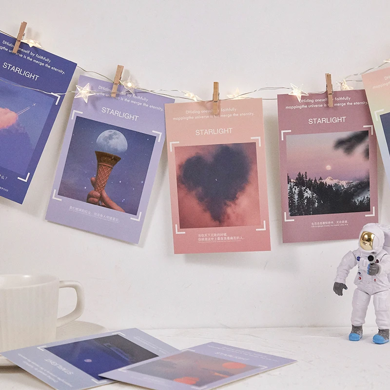 30 Pcs/Set Novelty Starlight Series Postcard DIY The Falling Stars Greeting Cards Message Card Xmas and New Year Gift