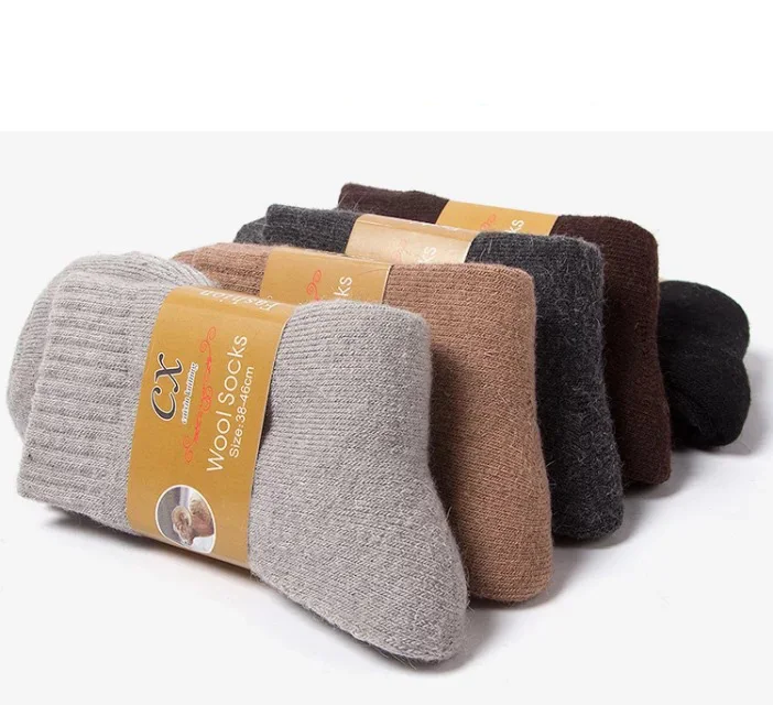 10 пар в партии, роскошные супер толстые зимние теплые носки, теплые носки из кроличьей мериносовой шерсти, мужские походные высококачественные черные мужские носки