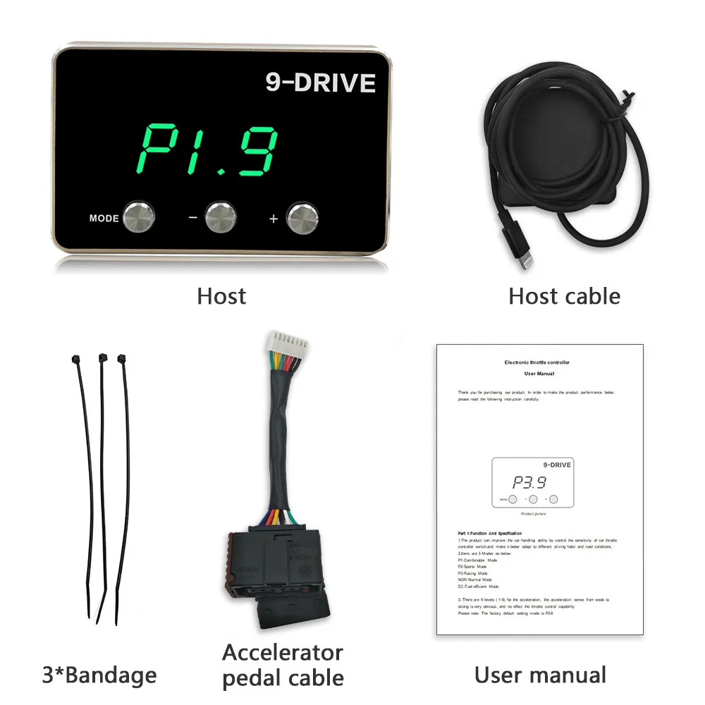 New 9-Drive Car Electronic Throttle Controller Racing Accelerator Potent Booster For All Cars Tuning Parts Accessory