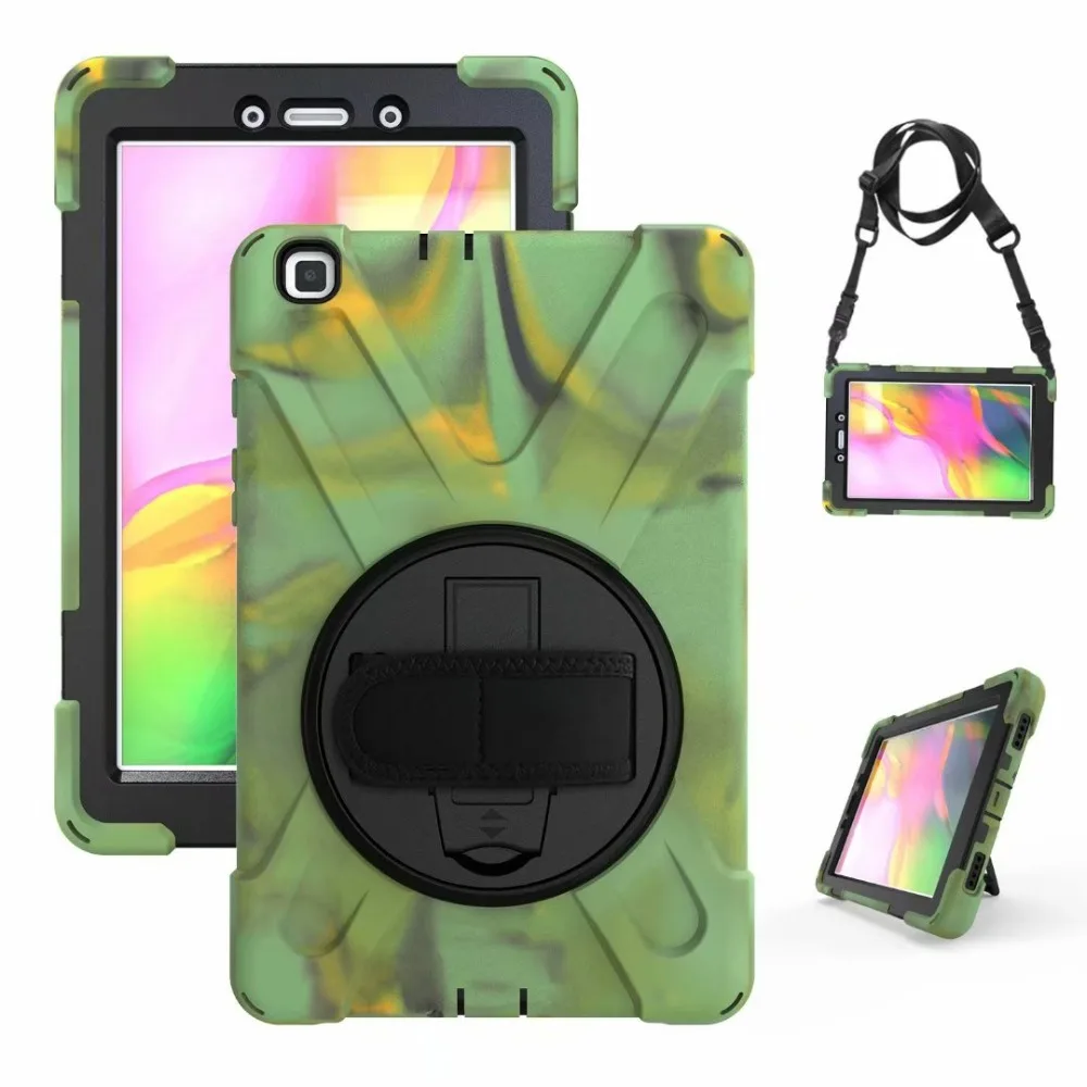 360 чехол для Samsung Galaxy Tab A 8,0 T290 T295 SM-T290 T297 Tablet Kids силиконовый Жесткий чехол+ ремешок на шею и ремешок на руку
