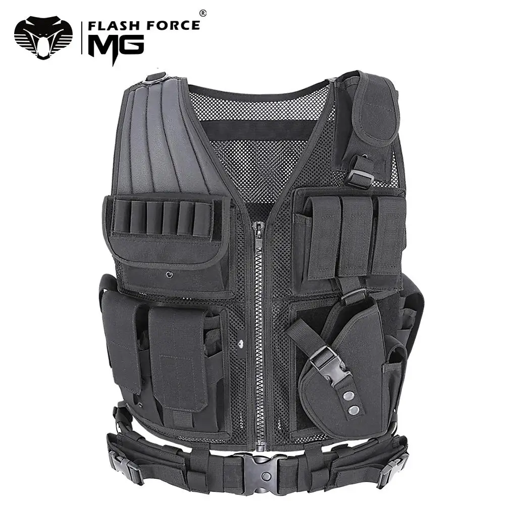 

MGFLASHFORCE Tactical Vest Molle Swat Army Military Combat Assault Hunting Fishing Shooting Airsoft Vest