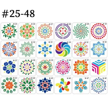 

24/48pcs Mandala Stencils DIY Drawing Template Painting Scrapbooking Paper Card Embossing Album Decorative