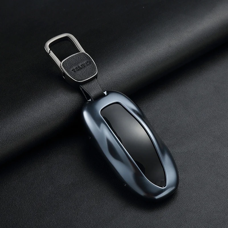 Tesla Car Key Case Cover w/ Aluminum Belt Protector
