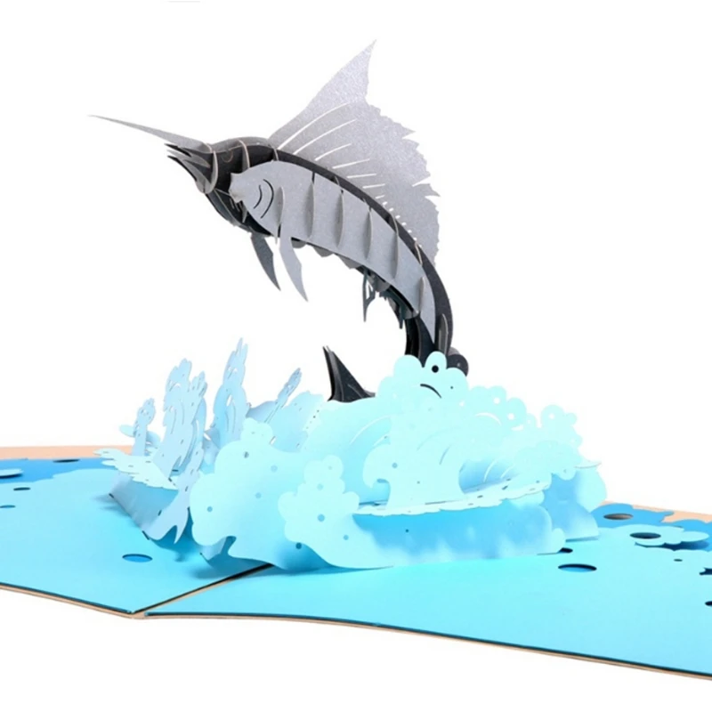  Swordfish Greeting Cards Handmade Birthday Wedding Invitation 3D Pop Up Card New E65B - 4000265447647