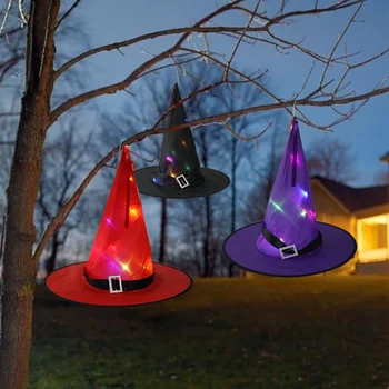 

halloween witch hat wizard LED lights hat outdoor festival led lantern Halloween decor accessory masquerade cosplay clothing