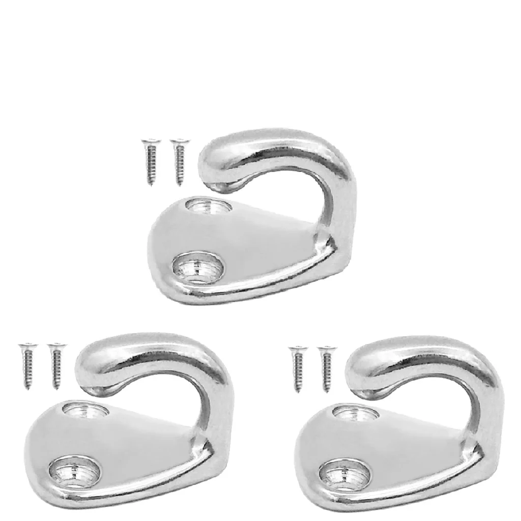 3pcs Marine Grade Stainless Steel Boat Hook Coat and Hat Hook Wall Mount 