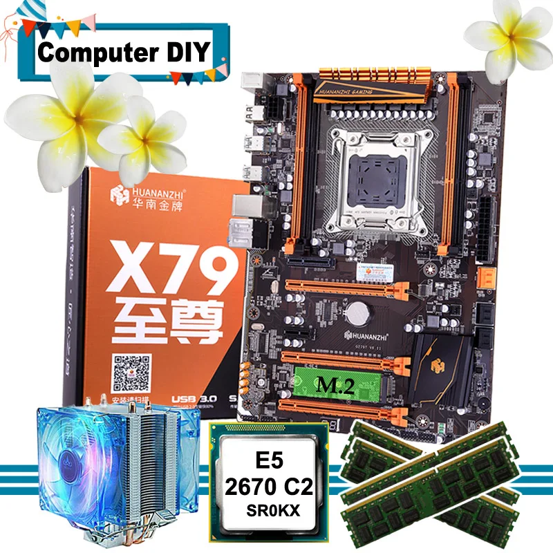 Материнская плата HUANANZHI deluxe X79 LGA2011 combo M.2 NVMe слот для процессора Intel Xeon E5 2670 C2 с кулером ОЗУ 64G RECC Материнская плата HUANANZHI deluxe X79 LGA2011 combo M.2 NVMe слот для процессора Intel Xeon E5 2670 C2 с кулером ОЗУ 64G RECC