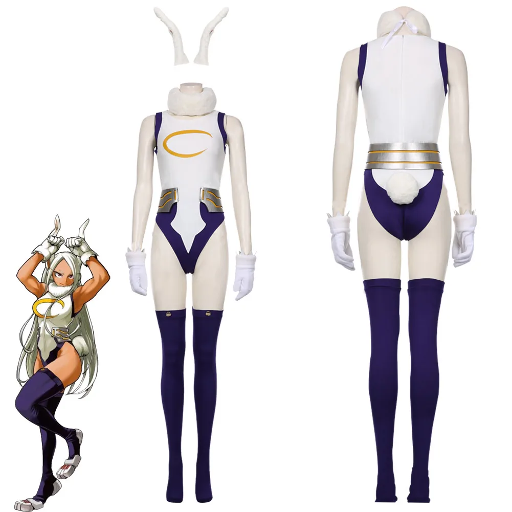 My Hero Academia Miruko Cosplay Kostüme Bunny Girl Bodysuit Outfit Ears Free Wig 