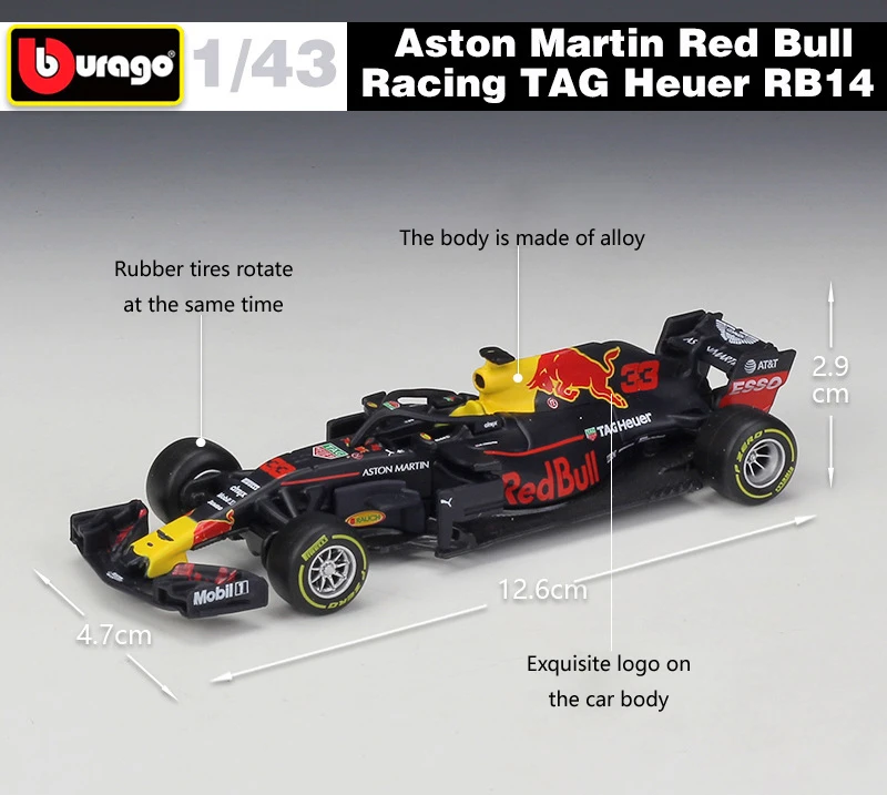 Литой Автомобиль Bburago 1:43 Red Bull Racing F1 модель автомобиля RB15 и 14 13 Infiniti гоночная из