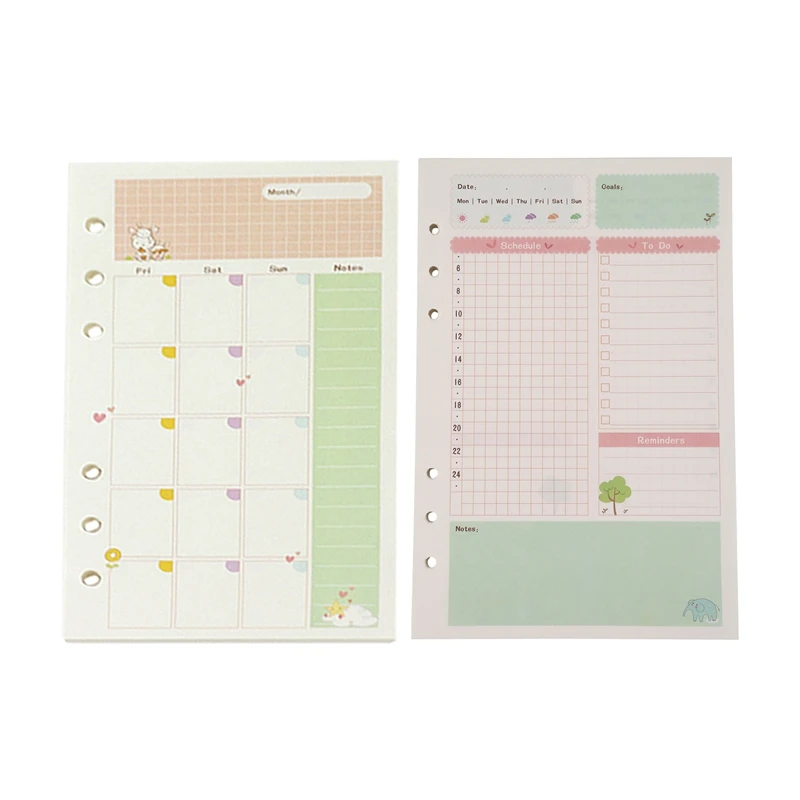 2Pcs A5 Cute Colorful Diary Refills Spiral Notebook Replace Color Core Loose Leaf Stationery Gift School Planner Ring Binder Pap