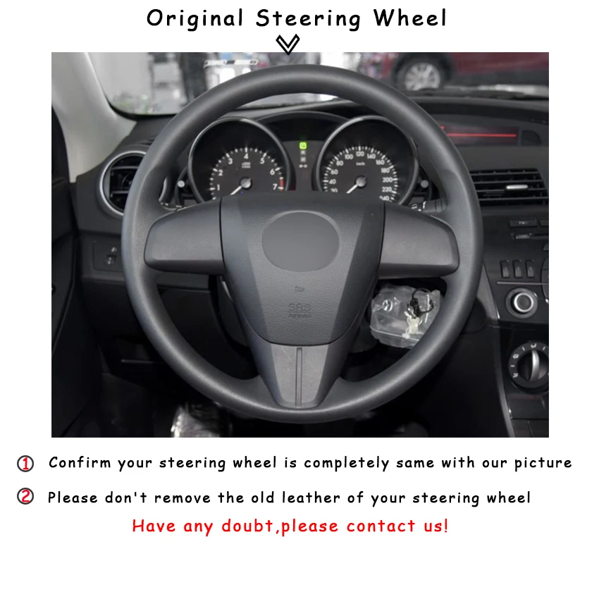 Черные кожаные чехлы рулевого колеса автомобиля для Mazda 3 Axela 2008-2013 CX-7 CX7 2010- для Mazda 5 2011-2013 рулевые чехлы