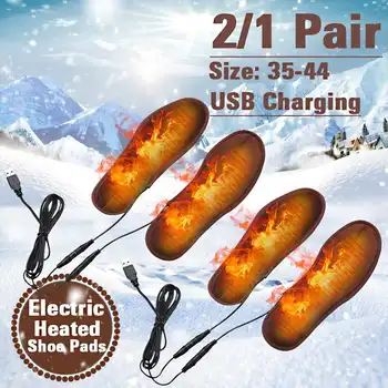 

1 Pair USB Heated Shoe Insoles Foot Warming Pad Feet Warmer Sock Pad Mat Winter Outdoor Sports Heating Insoles 5 Sizes