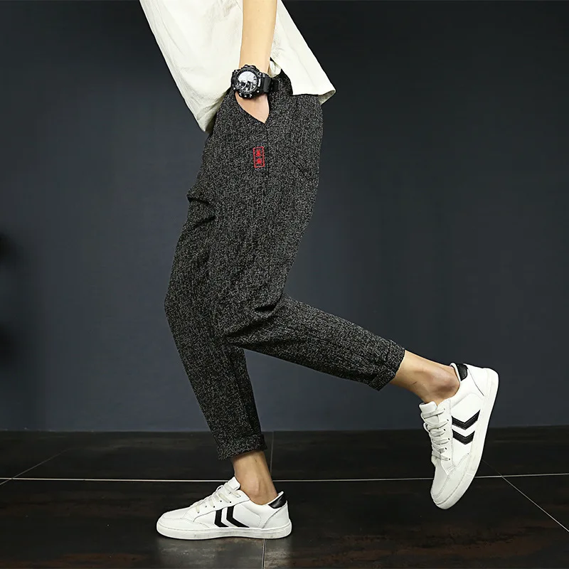 

2018 New Style MEN'S Casual Pants Capri Pants Embroidered Large Size Skinny Harem Pants Fashion Men's Trousers