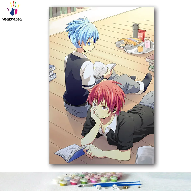 Сделай Сам картинки для раскраски по номерам с цветами убийца класс Korosensei картина Рисование по номерам в рамке - Цвет: 0221