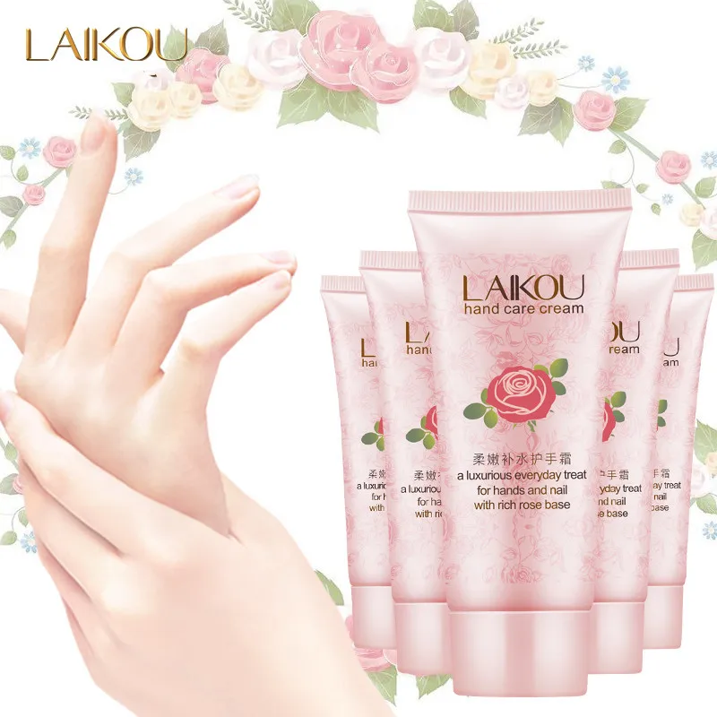 

LAIKOU Rose Essential Oil Hand Cream Rose Hand Care Cream Deep Moisturizing Nourishing Brighten Tighten Anti Wrinkle Skin Care