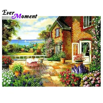 

Ever Moment Handmade Diamond Painting Gift Craft Summer Terrace Beautiful Scene Paint By Diamonds Modern Wall Art Decor 5L420