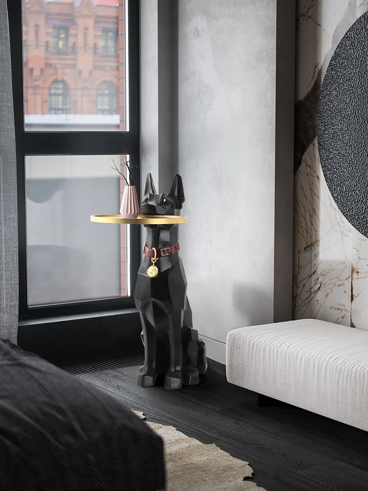 Light luxury resin Big Dog floor shelf Nordic creative home decoration accessories TV cabinet sofa corner storage tray