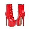 Winter Boots Women Sexy 16cm High Heels Platform Ankle Boots For Women Leather Lacing Red White Fetish Shoes Woman Large Size 45 ► Photo 3/6